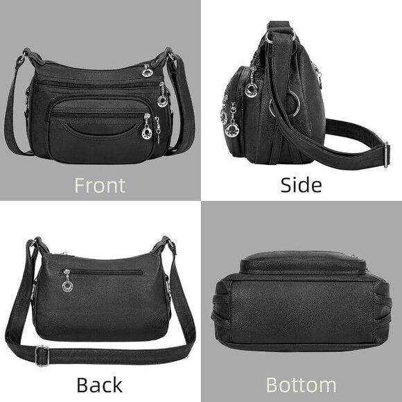 Crossbody Bag for Women Multi Pocket PU Leather Shoulder Handbag Large Capacity - Picture 3 of 6